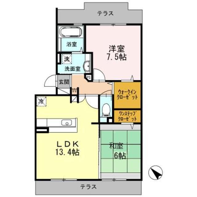 パークサイドヴィラ中百舌鳥(2LDK/1階)の間取り写真