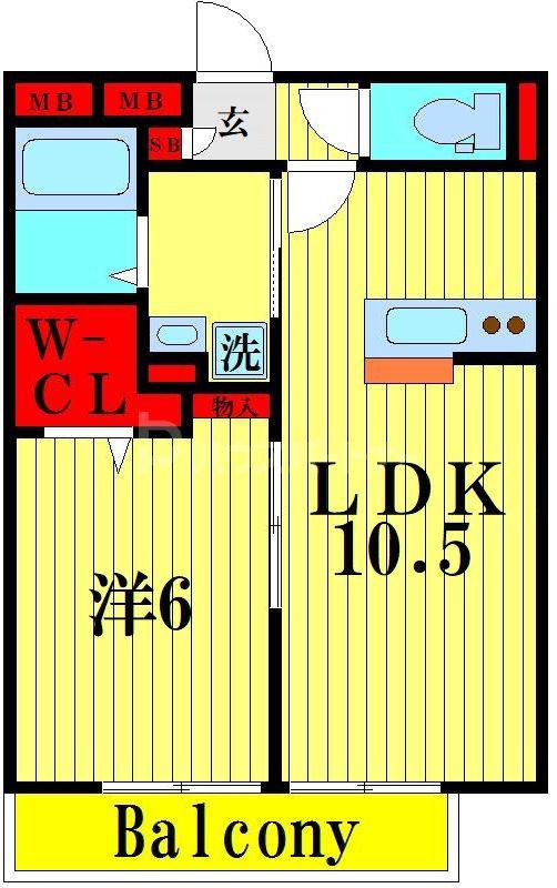 イリオス(1LDK/2階)の間取り写真