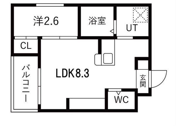 若松町エヌエム・キャトフ・ヴァン・ディズヌフ(1LDK/2階)の間取り写真