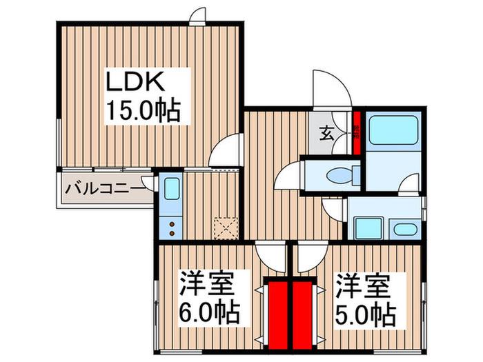 K・レスポアール(2LDK/2階)の間取り写真