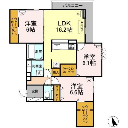 イリスコート(3LDK/2階)の間取り写真