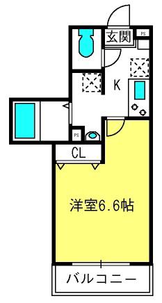 アーク・ヴィラ堀の内(1K/2階)の間取り写真
