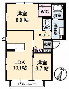 エルヴェ・バール(2LDK/2階)の間取り写真