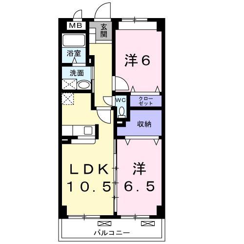 クラシオンI(2LDK/2階)の間取り写真