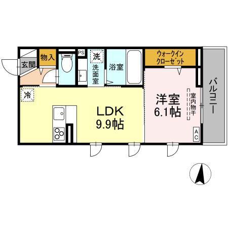 ハイグレース相生(1LDK/2階)の間取り写真