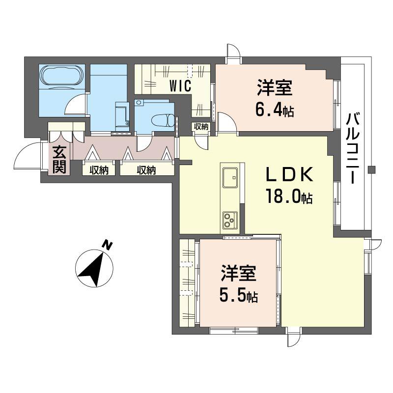 リラフォート(2LDK/2階)の間取り写真