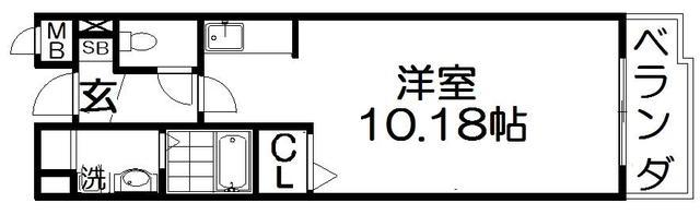 プログレNΑ(ワンルーム/3階)の間取り写真