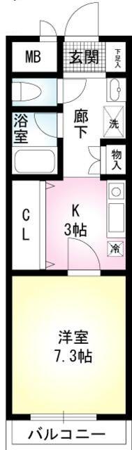 本町アンディ(1K/4階)の間取り写真