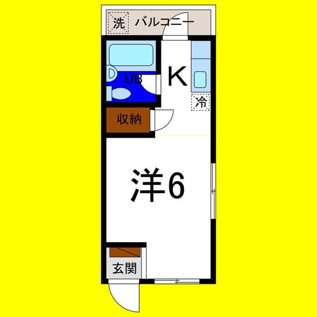 コーポ・ハッピー(ワンルーム/1階)の間取り写真