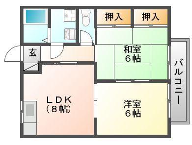 グリーンピュア浦安(2LDK/2階)の間取り写真