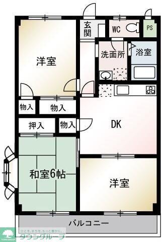 タイワード朝志(3DK/3階)の間取り写真