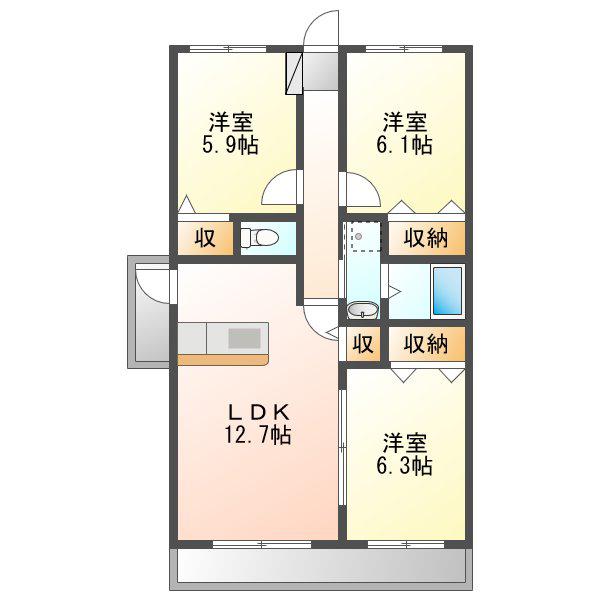 ビューコートまるたか(3LDK/2階)の間取り写真