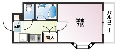 オプティー岡本山手(1K/3階)の間取り写真