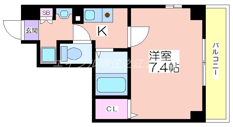 Mプラザ住吉公園弐番館(1K/9階)の間取り写真