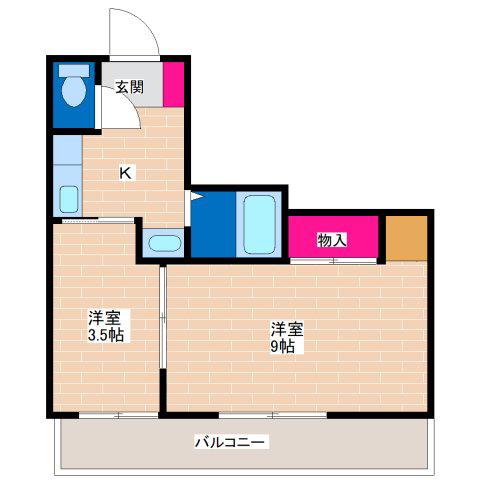 キンキ北ハイツ(2K/3階)の間取り写真