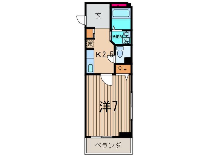 フェリース溝の口(1K/2階)の間取り写真