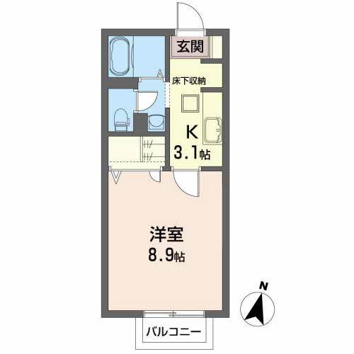 GIARDINO泉中央I(1K/1階)の間取り写真
