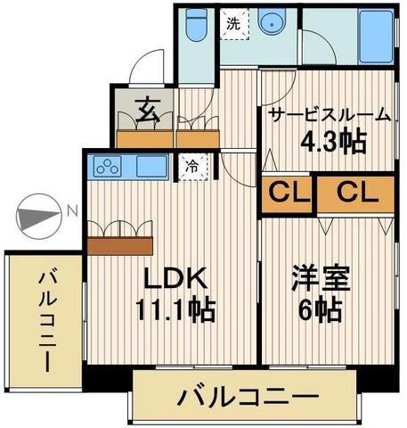 パークキューブ浅草田原町(1SLDK/7階)の間取り写真