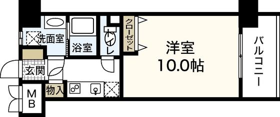 コンフォート東白島(1K/4階)の間取り写真
