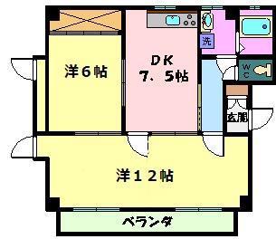 サカイビル尾津(2DK/2階)の間取り写真