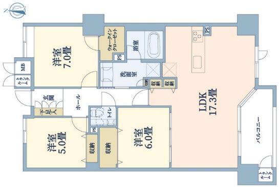 ルネ烏丸御池(3LDK/11階)の間取り写真