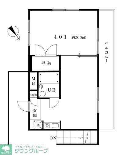 ピアメゾン駒沢(1DK/4階)の間取り写真