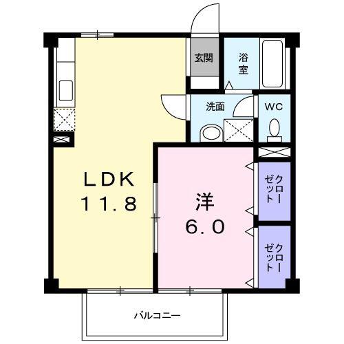 ニューシティイイダ(1LDK/1階)の間取り写真