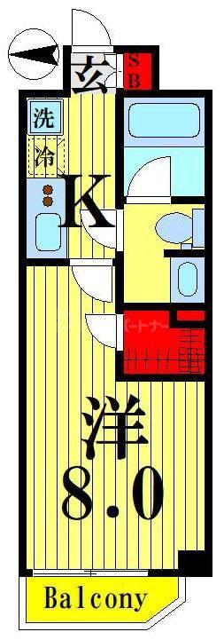 アルテシモカルド(1K/6階)の間取り写真