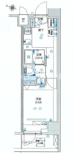 LEXE横濱阪東橋II(1K/5階)の間取り写真