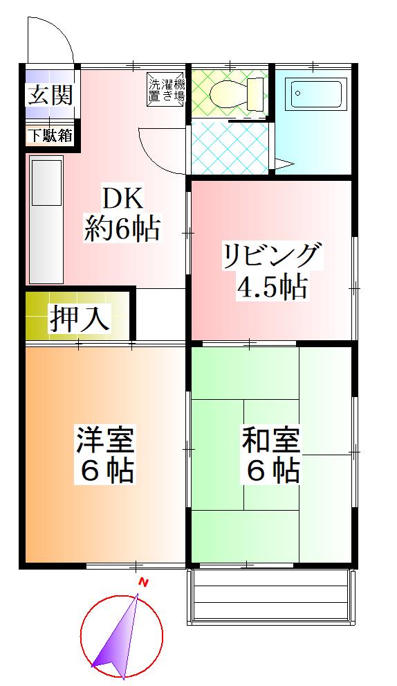 ラティーノス青木II(3DK/1階)の間取り写真