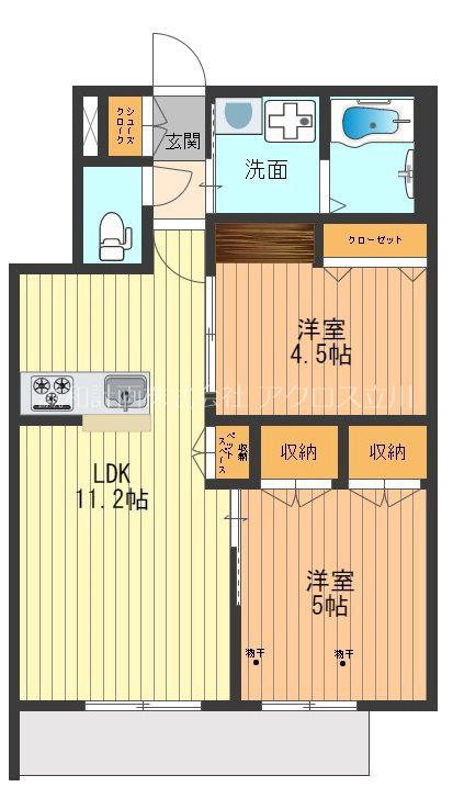ミリアージュ(2LDK/1階)の間取り写真