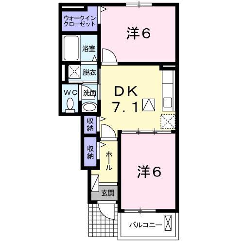 アイリスA(2DK/1階)の間取り写真