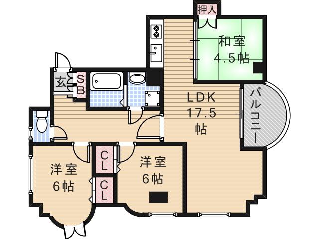 アネックスあしべ(3LDK/5階)の間取り写真