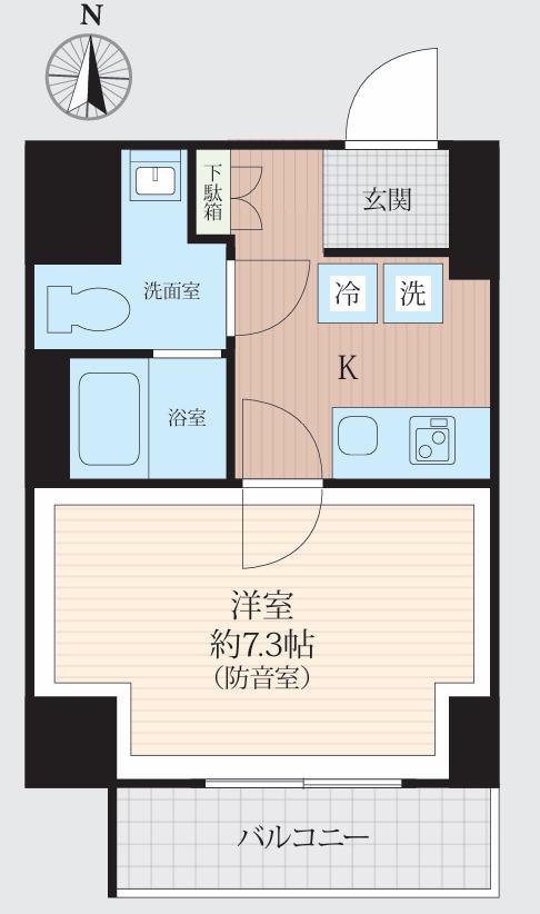 WHARF BO-ON 住吉(1K/2階)の間取り写真