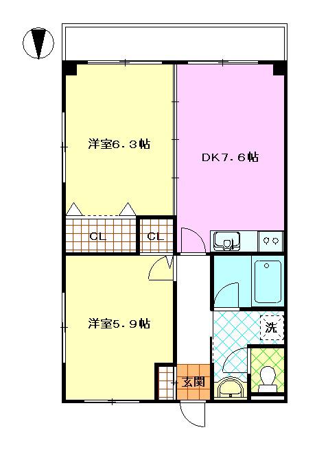 平和台ファミリーマンション(2DK/1階)の間取り写真