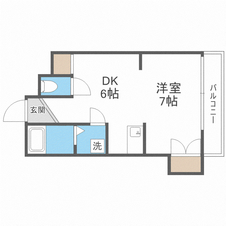 PARK AVENUE NAKAJIMA(1DK/2階)の間取り写真