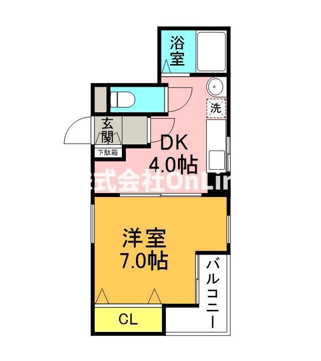 コンフォート真田山東(1DK/4階)の間取り写真