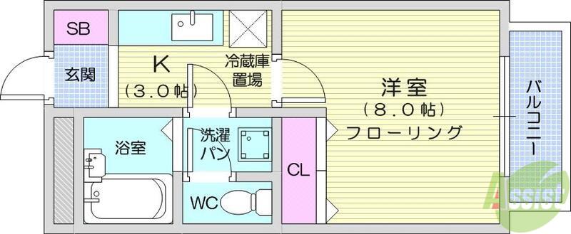 コーポライフながまち(1K/2階)の間取り写真