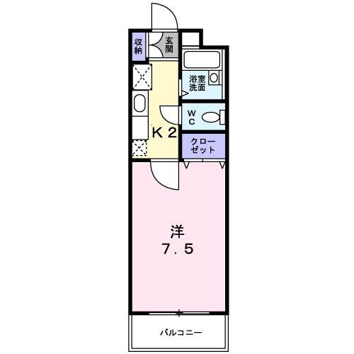 メゾンウイステリア(1K/2階)の間取り写真