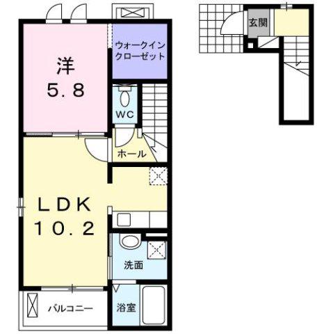 プリマベーラK II番館(1LDK/2階)の間取り写真