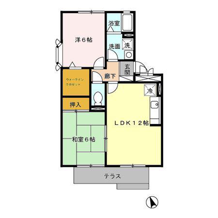 セジュール未来 B(2LDK/1階)の間取り写真