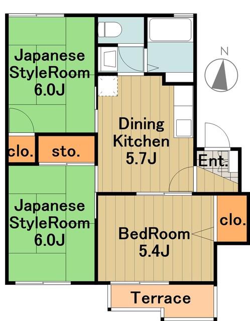 セレスコートA(3DK/2階)の間取り写真