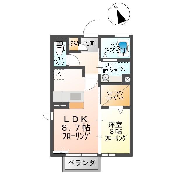 ローランド(1LDK/1階)の間取り写真