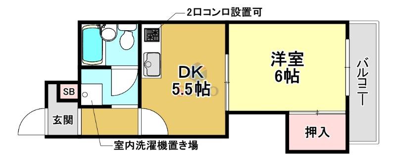 メゾンサプリーム(1DK/5階)の間取り写真
