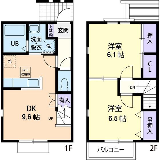 フラワーヒルズA(2DK/1階)の間取り写真