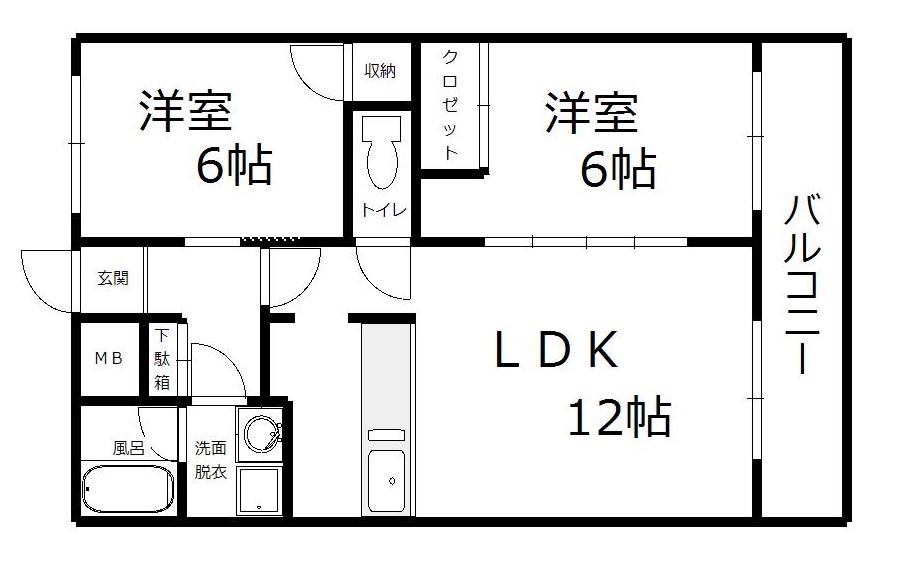 協進ビル(2LDK/1階)の間取り写真