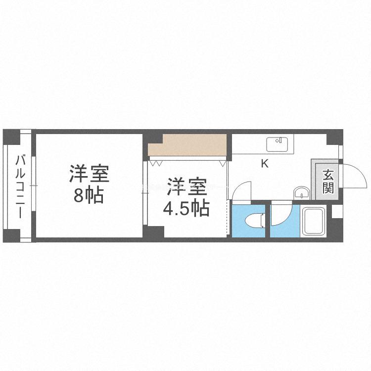 トーカイプラザ1号館(2DK/3階)の間取り写真