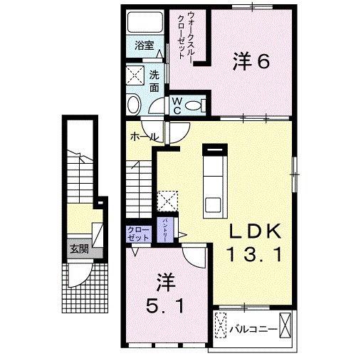 エム・シャルム善通寺I(2LDK/2階)の間取り写真