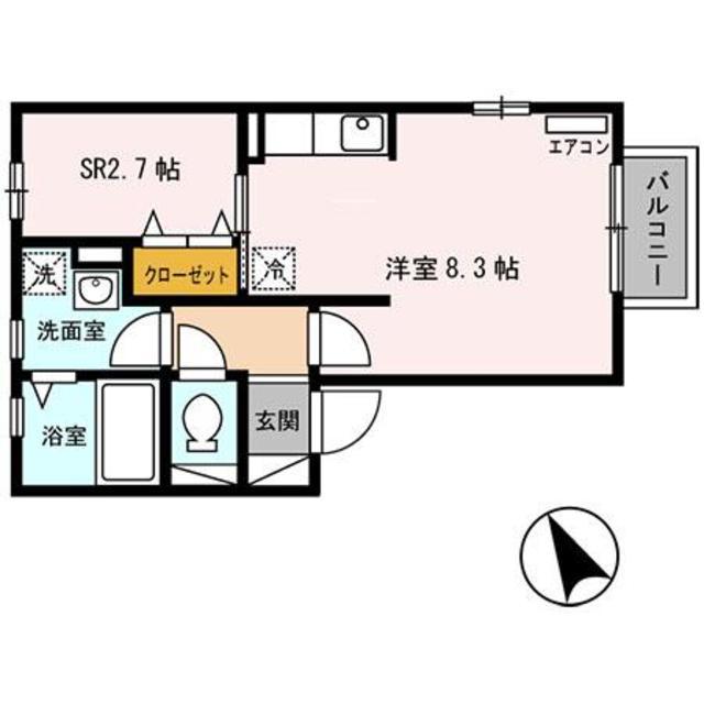 ハートランド(1SK/2階)の間取り写真