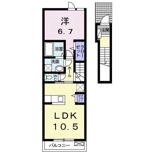 ラビリア(1LDK/2階)の間取り写真